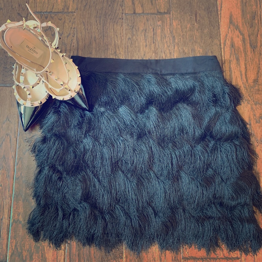 *new* Black Ella Moss skirt with fringe detail